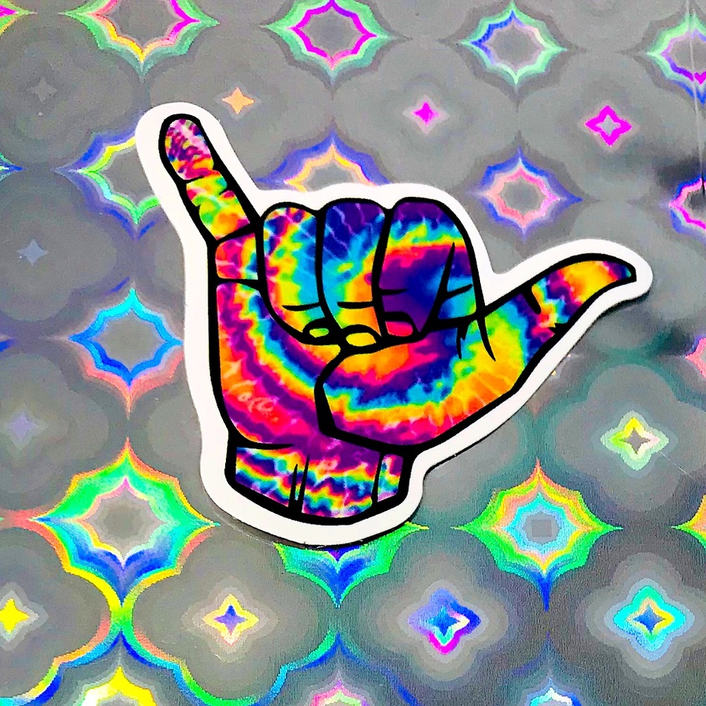 Rainbow Tie Dye Shaka Hang Loose Single Decor Design Accent Sticker